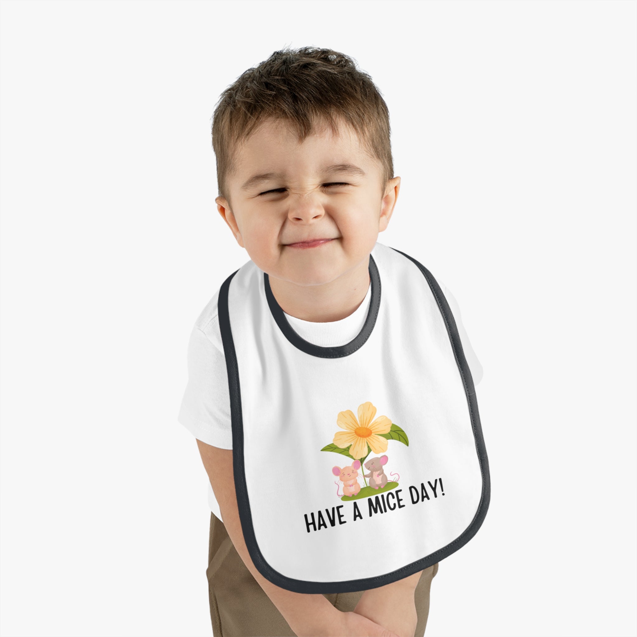 Have a mice day - Baby Contrast Trim Jersey Bib