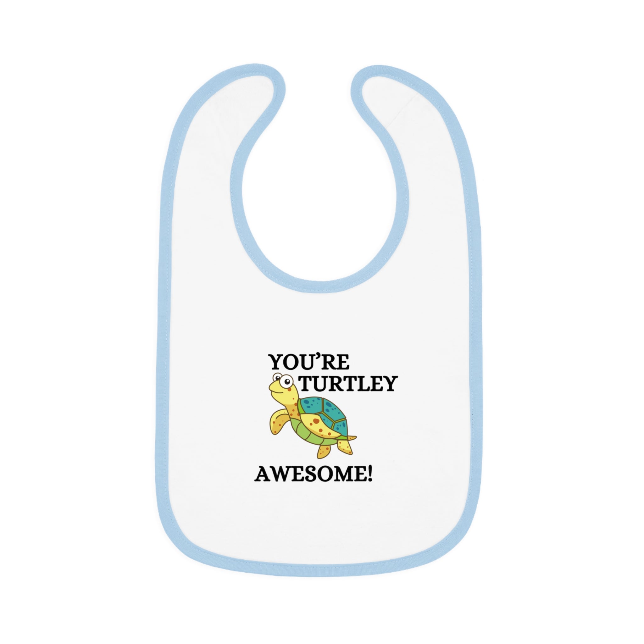 Turtely Awesome - Baby Contrast Trim Jersey Bib