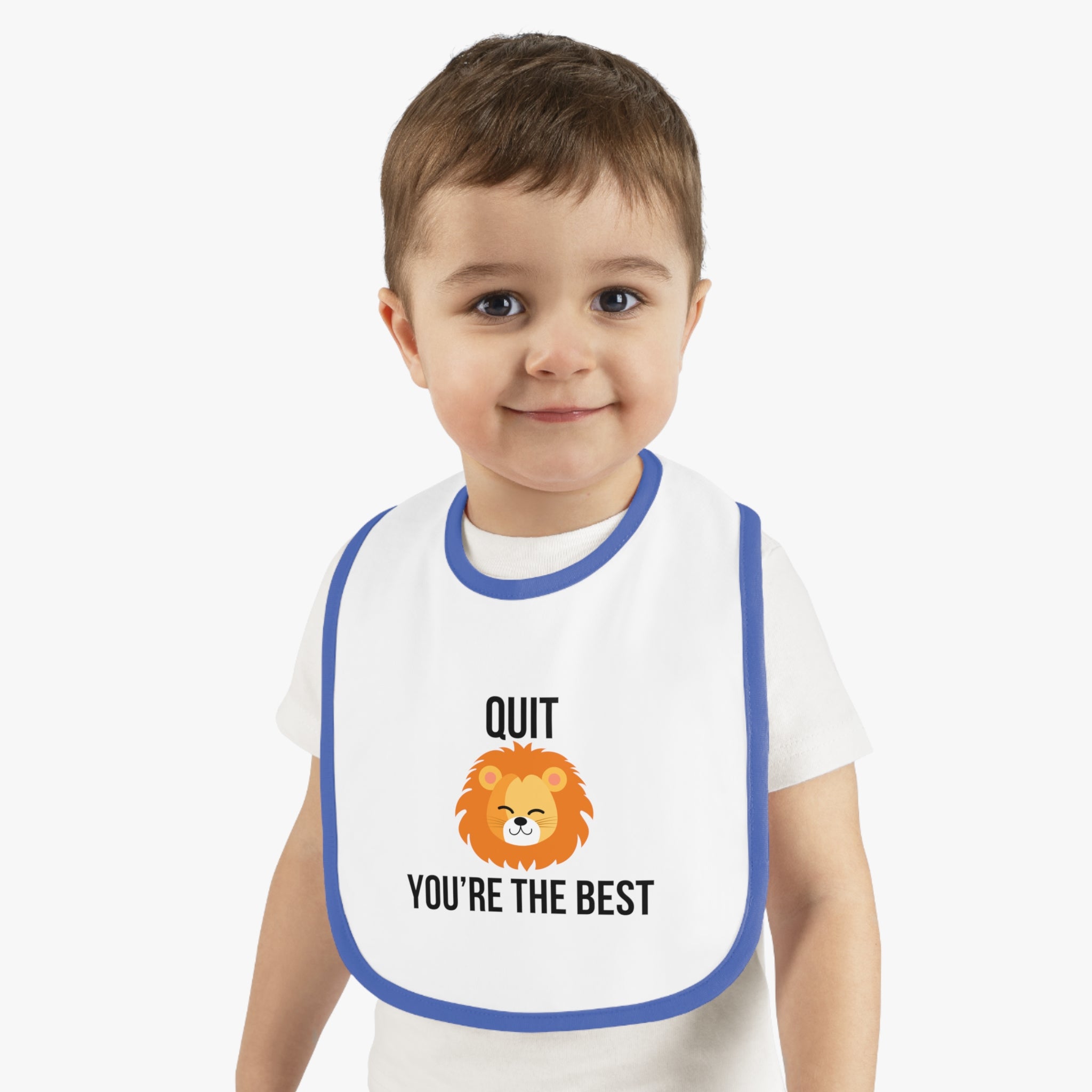 Quit Lion - Baby Contrast Trim Jersey Bib