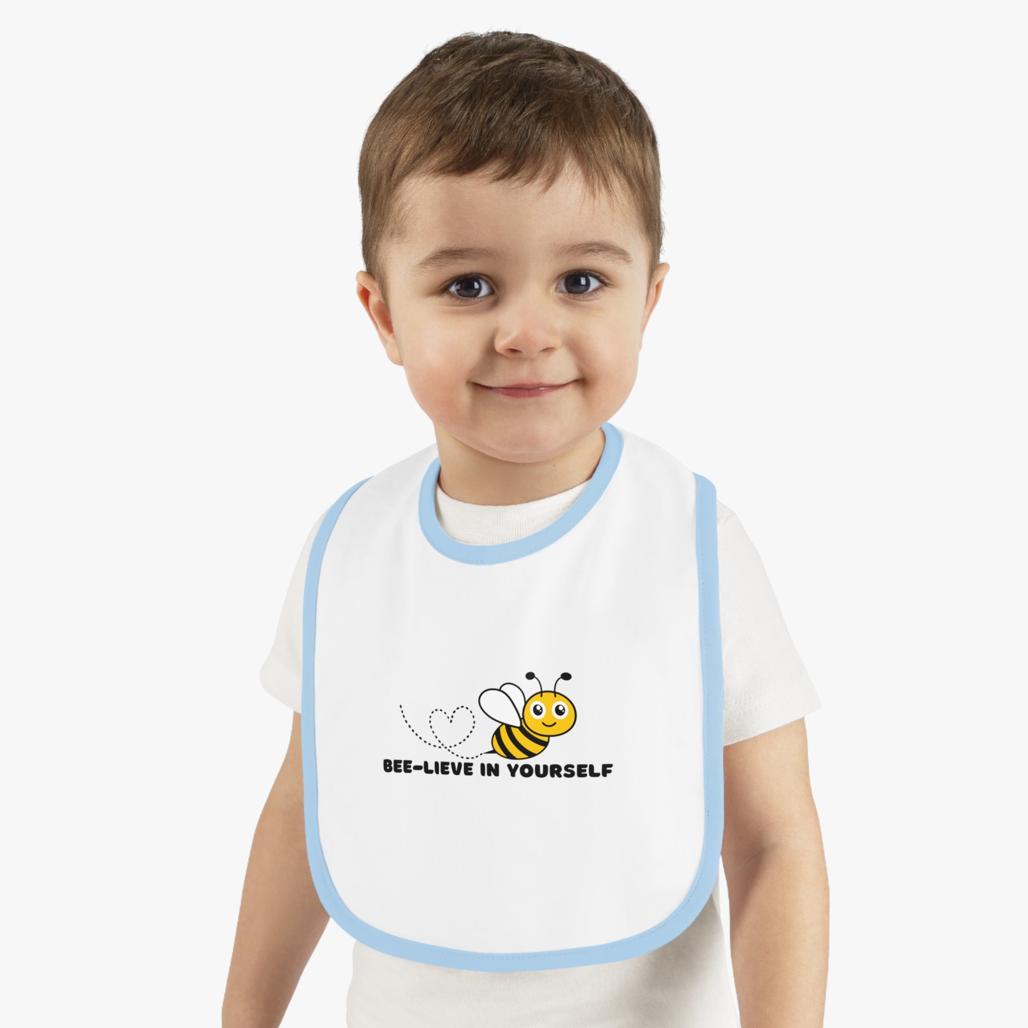 Bee-lieve in yourself - Baby Contrast Trim Jersey Bib