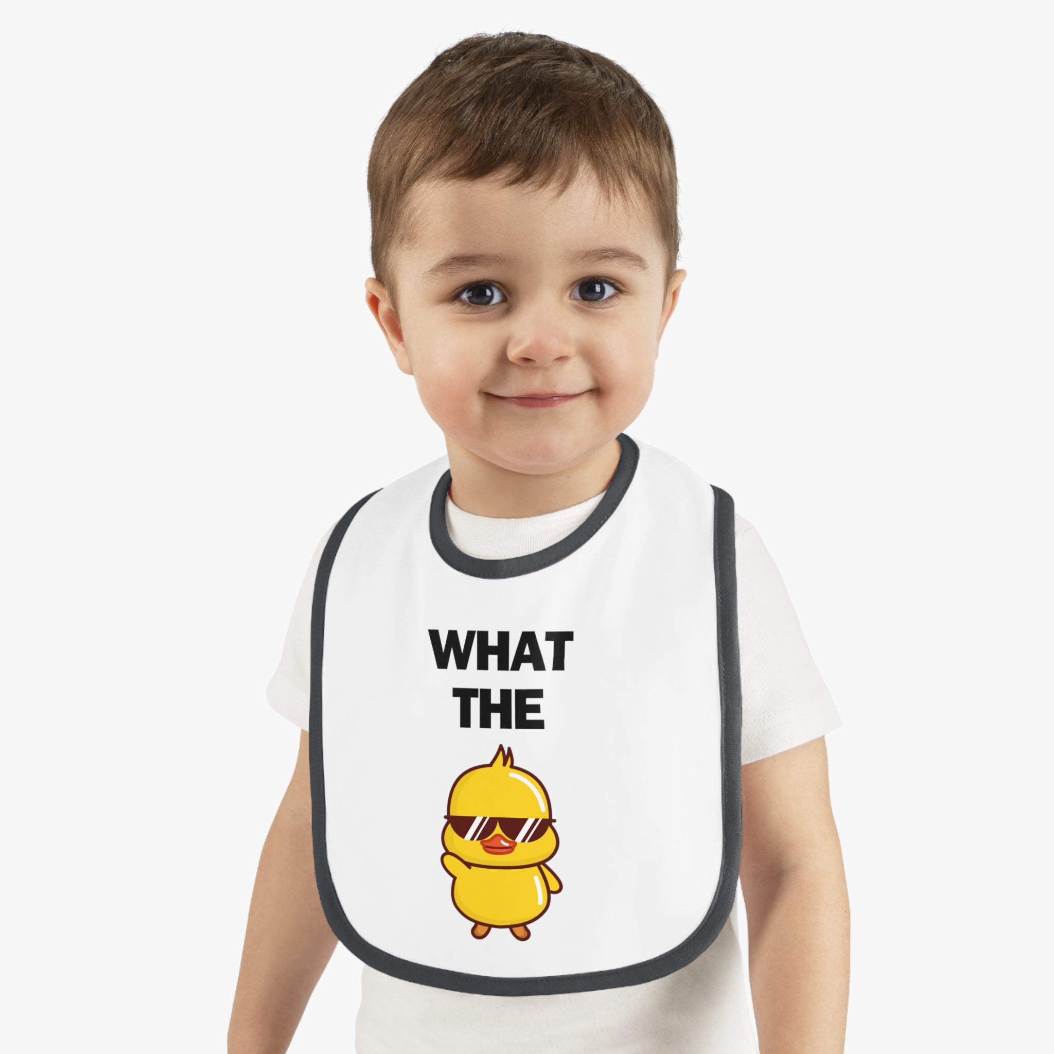 What The Duck - Baby Contrast Trim Jersey Bib