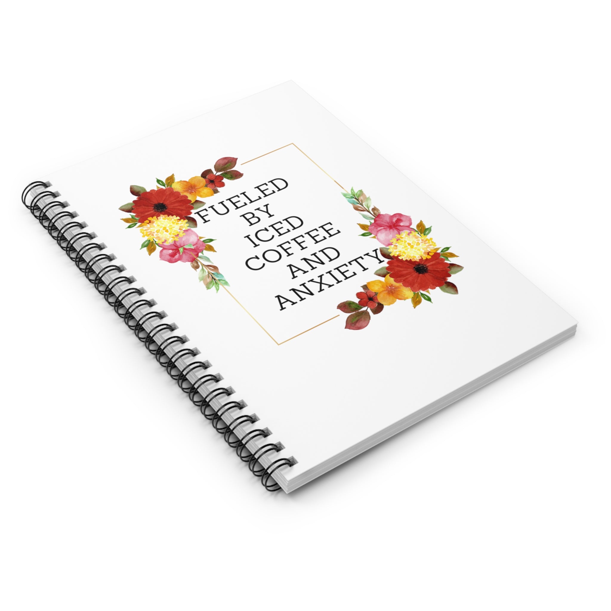 Fueled by iced coffee and anxiety - Spiral Notebook - Ruled Line