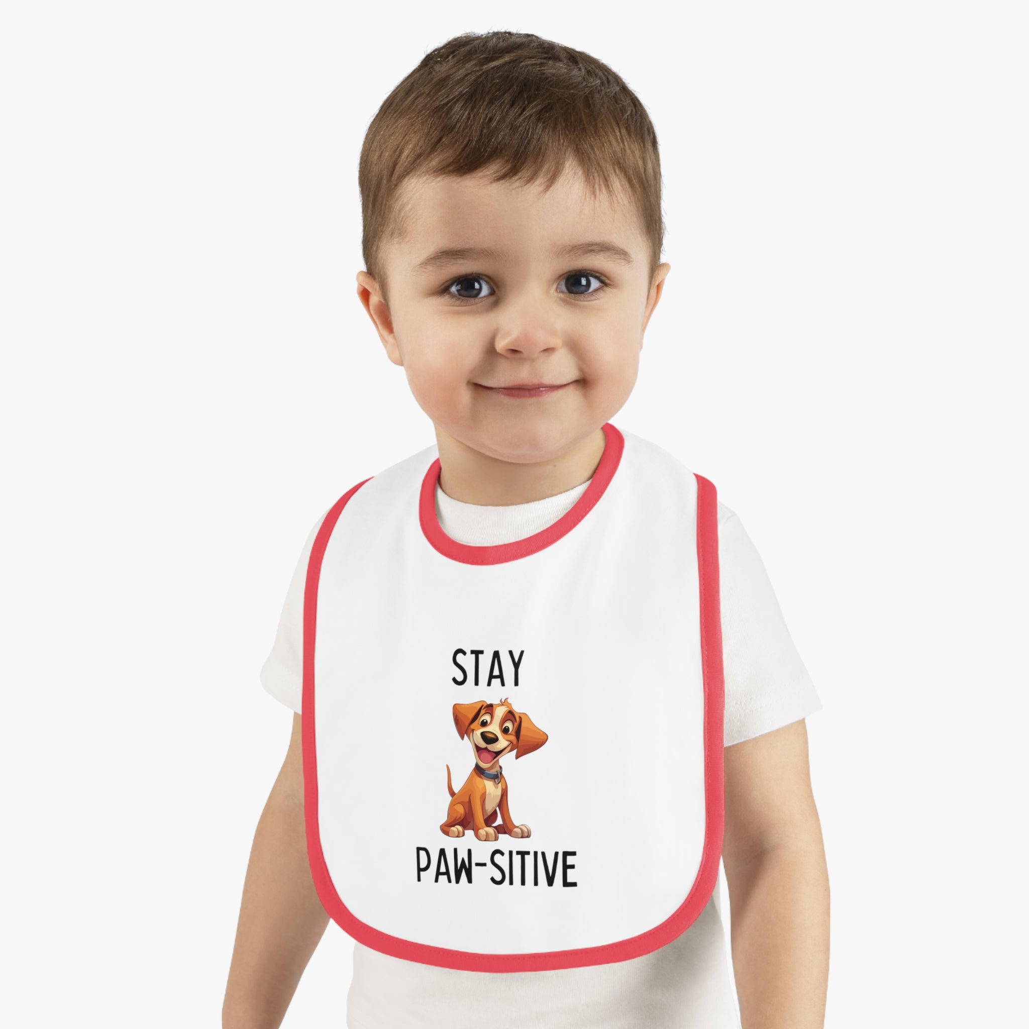 Stay Pawsitive - Baby Contrast Trim Jersey Bib