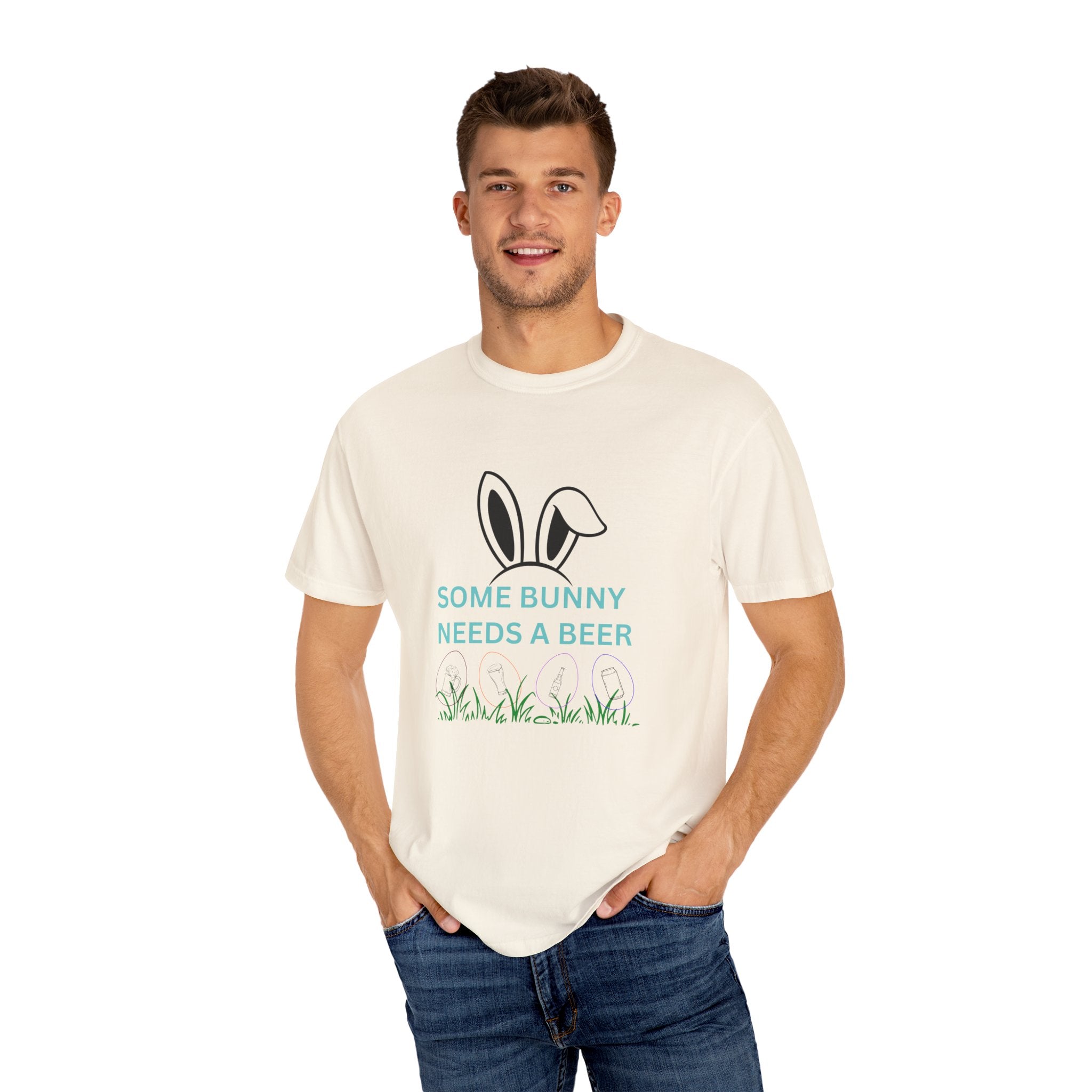 Some Bunny Needs A Beer - Unisex Garment-Dyed T-shirt