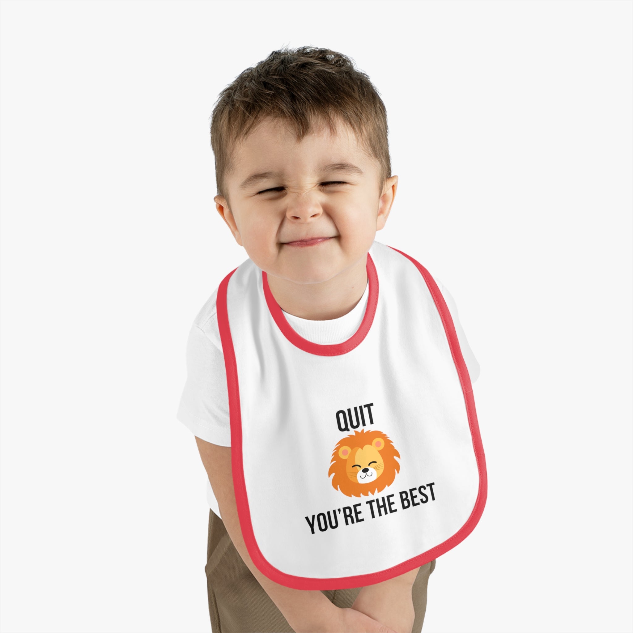 Quit Lion - Baby Contrast Trim Jersey Bib